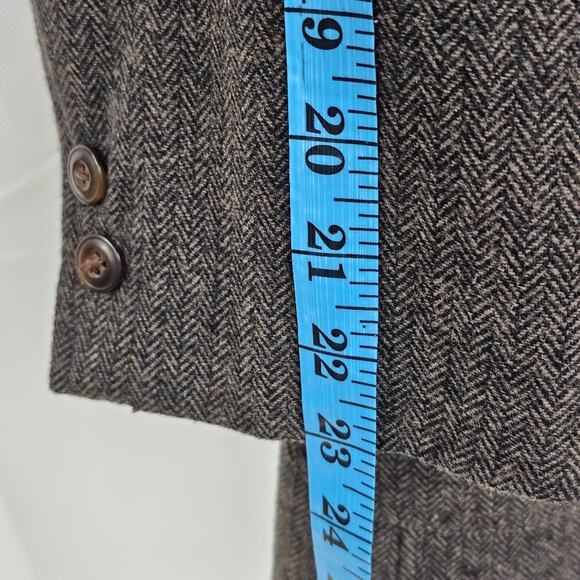 Black Brown 1826 Brown Herringbone Wool Blend Men's Blazer Size XL - Picture 14 of 15